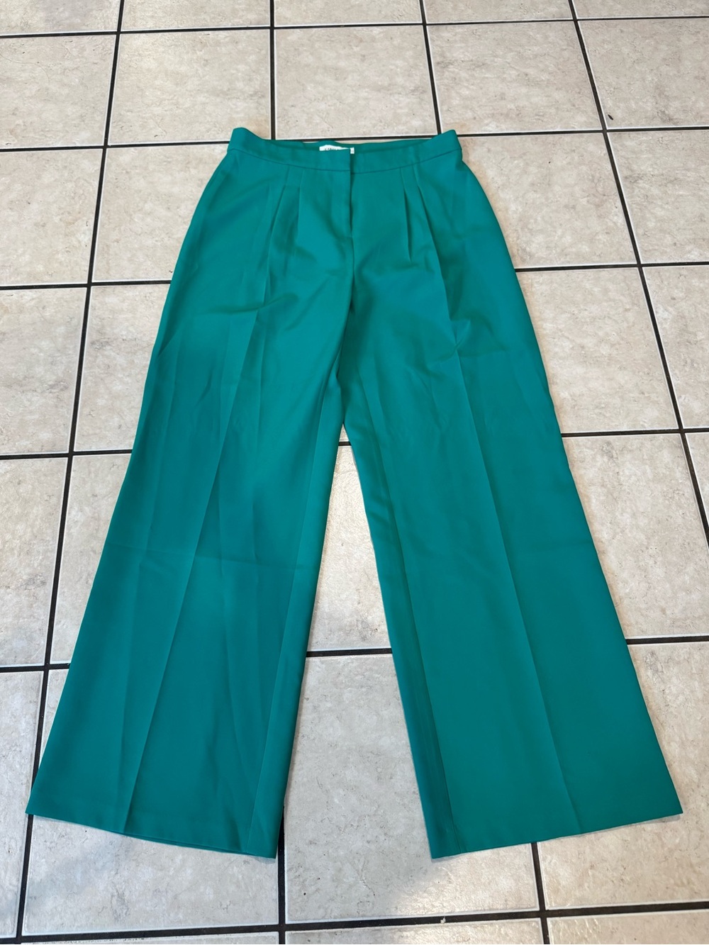 Wide-Leg High-Waist Green Trousers